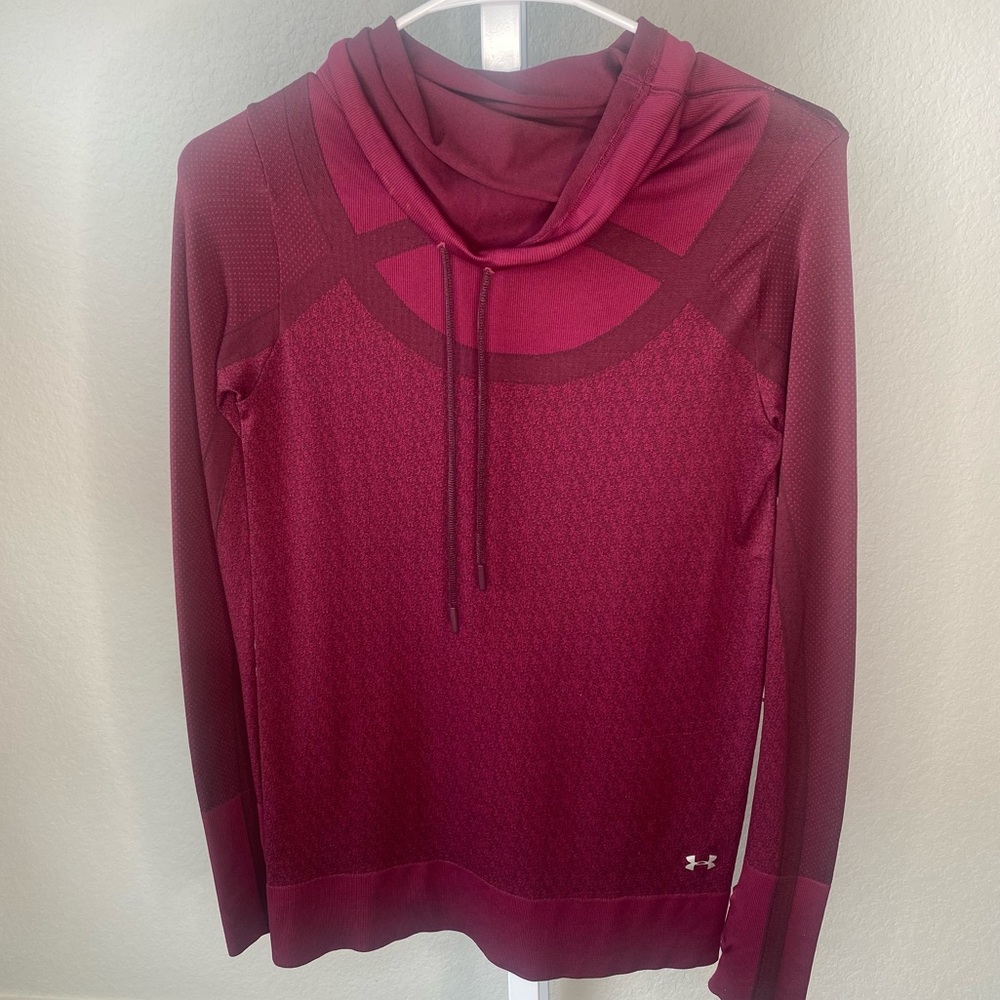 Under Armour Womens Thermal Threadborne Heatgear Winter Warm Long Sleeve Maroon